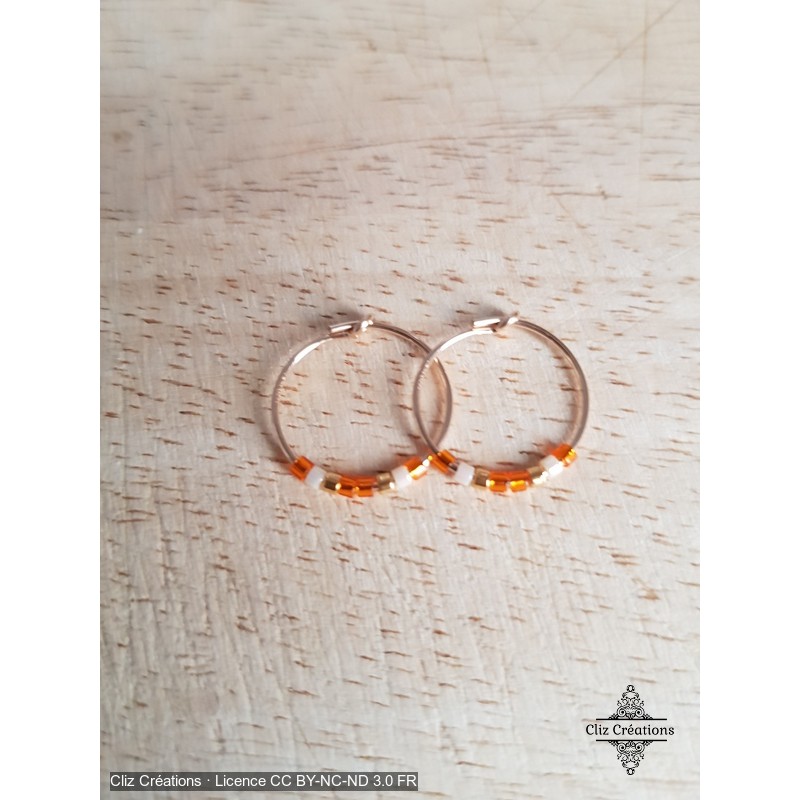 Boucles d'oreilles Tiny Gold Orange - Cliz Créations Boucles d'oreilles Tiny Gold Orange - Cliz Créations