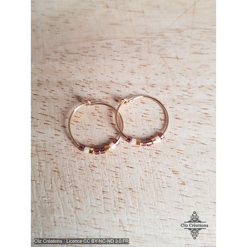 Boucles d'oreilles Tiny Gold Pourpre - Cliz Créations Boucles d'oreilles Tiny Gold Pourpre - Cliz Créations