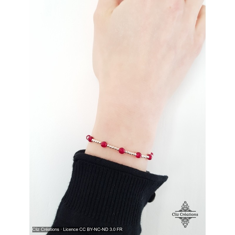 Bracelet Agate et Argent Fuchsia - Cliz Créations Bracelet Agate et Argent Fuchsia - Cliz Créations