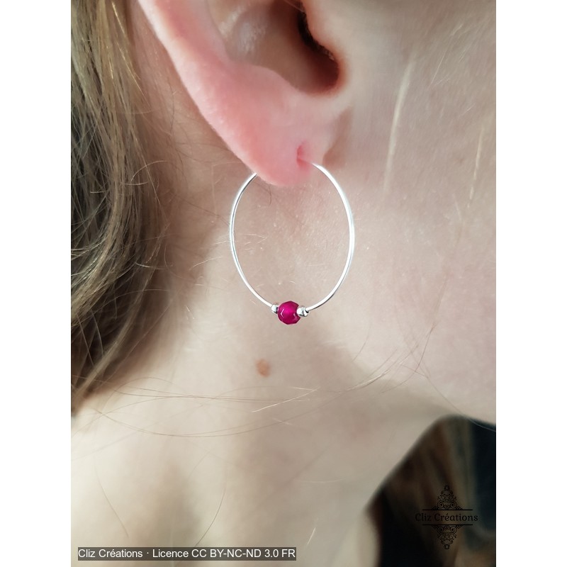 Boucles d'oreilles Agate Fuchsia - Cliz Créations