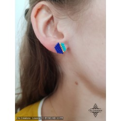 Puces d'oreilles Bayadère Bleu Cobalt - Cliz Créations