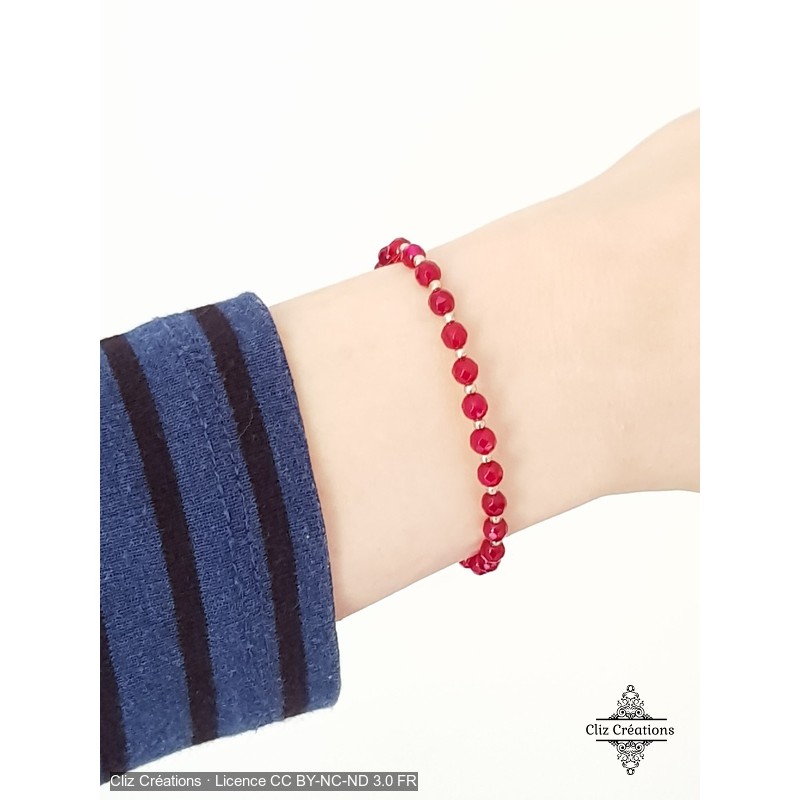 Bracelet Agate Fuchsia - Cliz Créations Bracelet Agate Fuchsia - Cliz Créations